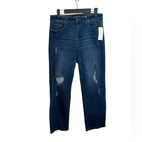 NWT Indigo Rein Distressed Straight Leg Jeans - Picture 1 of 5